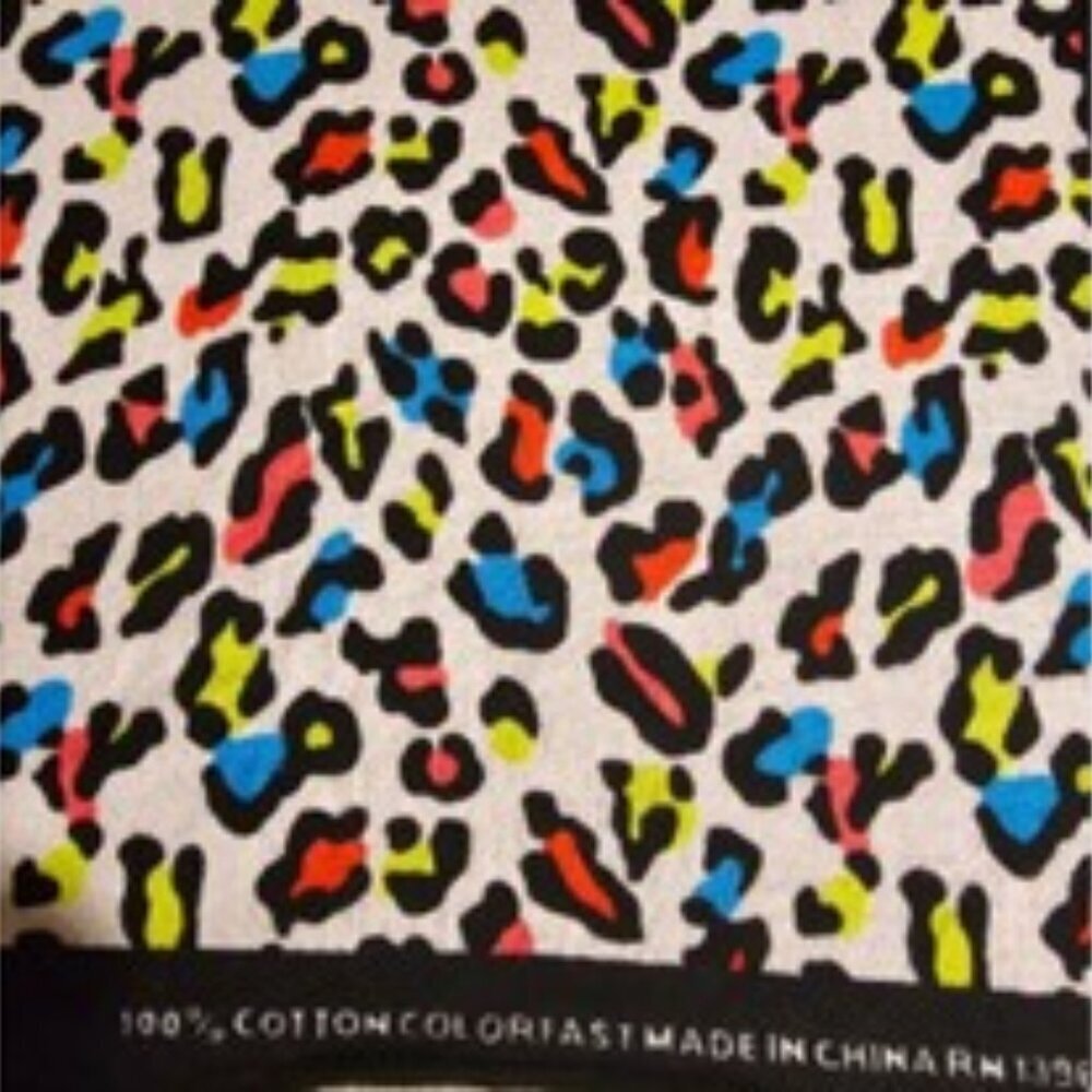 100 % Cotton Colorful Scarf Leopard Animal Print 21x21" - Picture 3 of 5